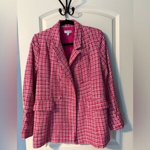 Fate Pink and White Tweed Blazer
